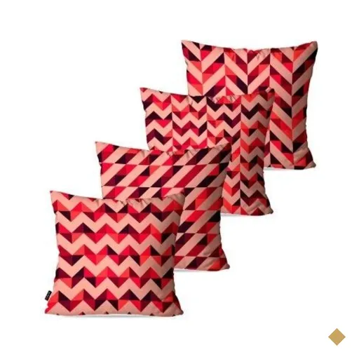 Kit com 4 Almofadas Decorativas Rosa Geométrico 60x60cm