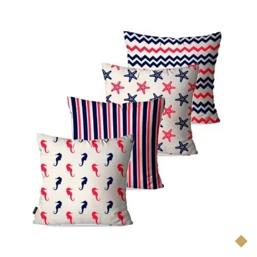 Kit com 4 Almofadas Decorativas Vermelho Navy 60x60cm