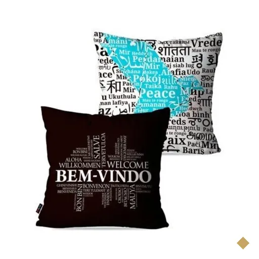 Kit com 2 Almofadas Decorativas Preto Bem-vindo Paz 60x60cm