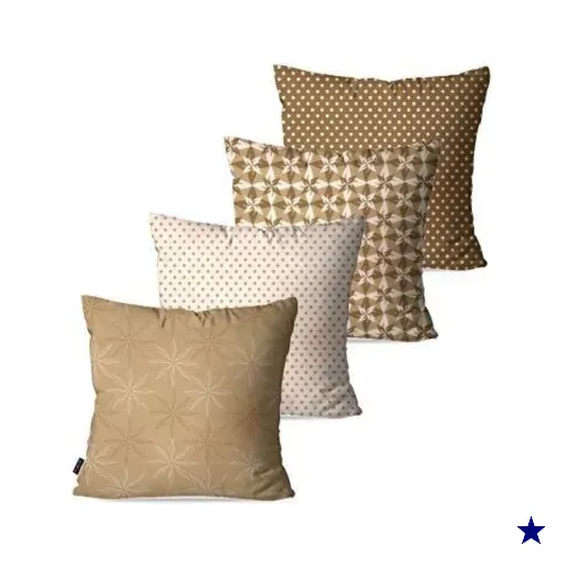 Kit com 4 Almofadas Decorativas Bege Geométrico 60x60cm