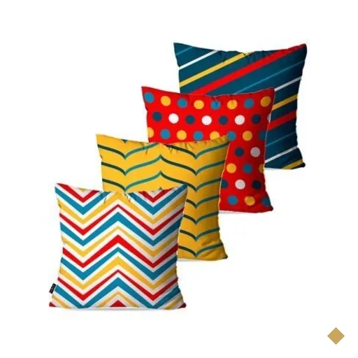 Kit com 4 Almofadas Decorativas Amarelo Geométrico 45x45cm