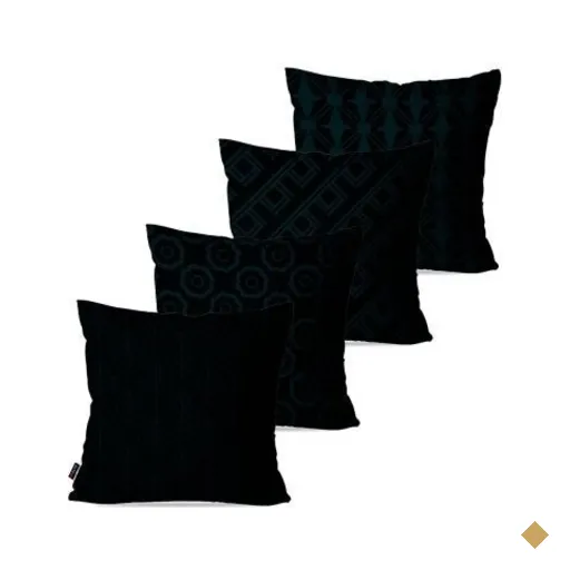 Kit com 4 Almofadas Decorativas Preto Geométrico 45x45cm