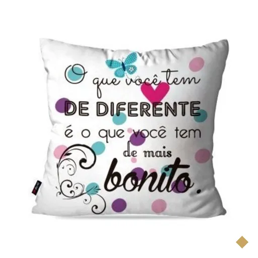 Almofada Decorativa Avulsa Branco Frases Diferente Bonito 45x45cm