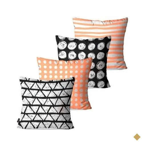 Kit com 4 Almofadas Decorativas Branco Geométrico 45x45cm
