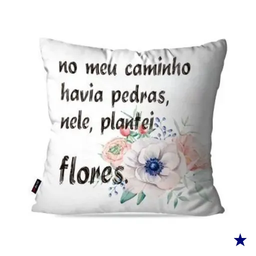 Almofada Decorativa Avulsa Branco Frases Meu Caminho 45x45cm
