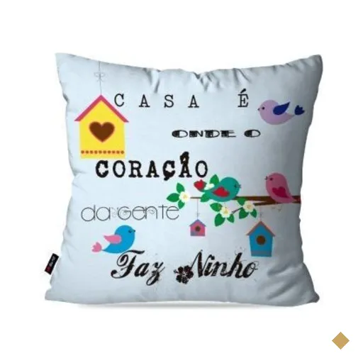 Almofada Decorativa Avulsa Azul Frases Coração Ninho 45x45cm