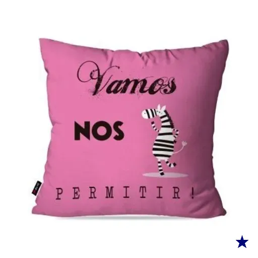 Almofada Decorativa Avulsa Rosa Frases Vamos Nos Permitir 45x45cm