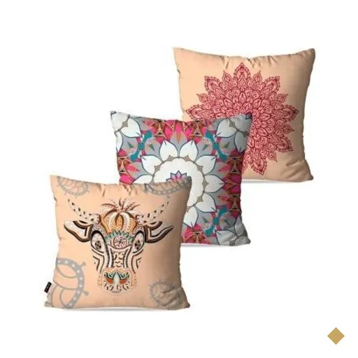 Kit com 3 Almofadas Decorativas Off White Mandala 45x45cm