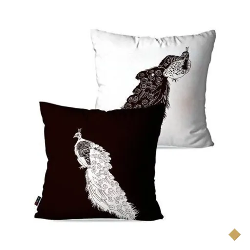 Kit com 2 Almofadas Decorativas Preto Pavão 45x45cm