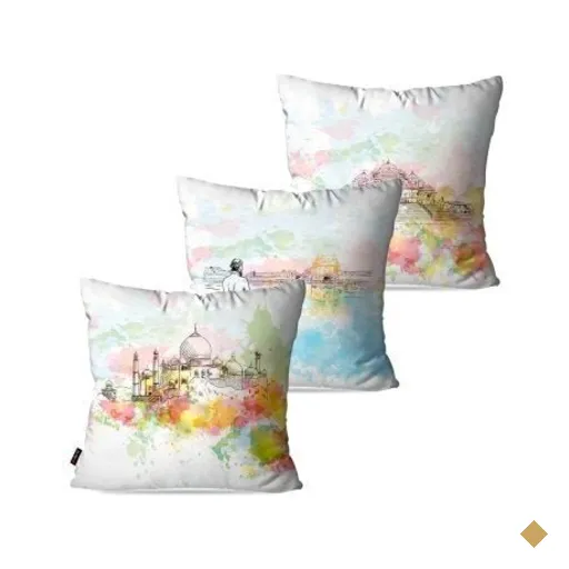 Kit com 3 Almofadas Decorativas Branco Indiano 60x60cm