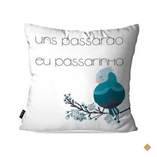 Almofada Decorativa Avulsa Branco Frases Eu Passarinho 60x60cm