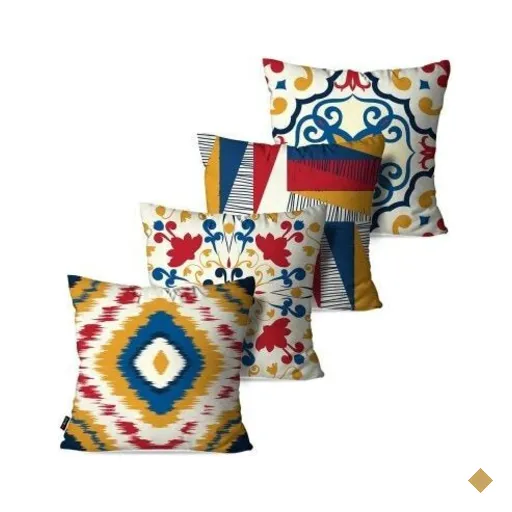 Kit com 4 Almofadas Decorativas Off White Abstrato 45x45cm