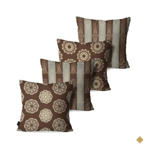 Kit com 4 Almofadas Decorativas Marrom Vintage Abstrato 45x45cm