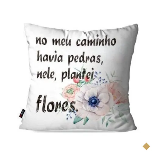 Almofada Decorativa Avulsa Branco Frases Meu Caminho 60x60cm