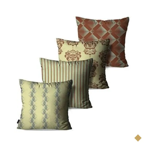 Kit com 4 Almofadas Decorativas Bege Vintage Abstrato 60x60cm