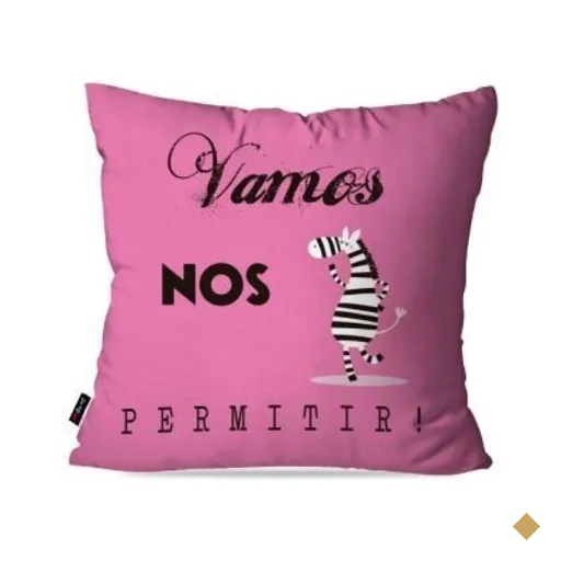 Almofada Decorativa Avulsa Rosa Frases Vamos Nos Permitir 60x60cm