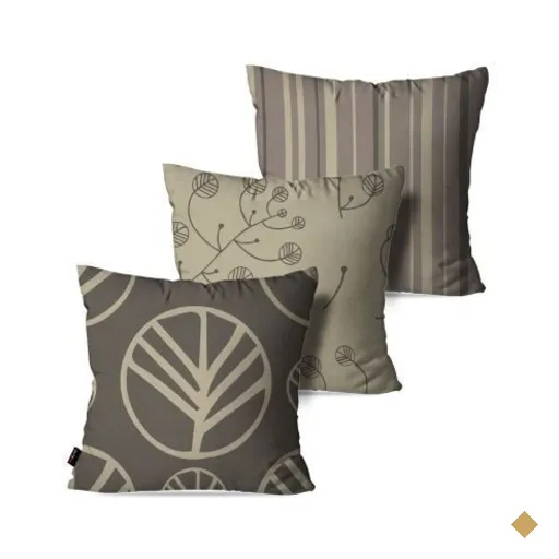 Kit com 3 Almofadas Decorativas Camurça Vintage Abstrato 60x60cm