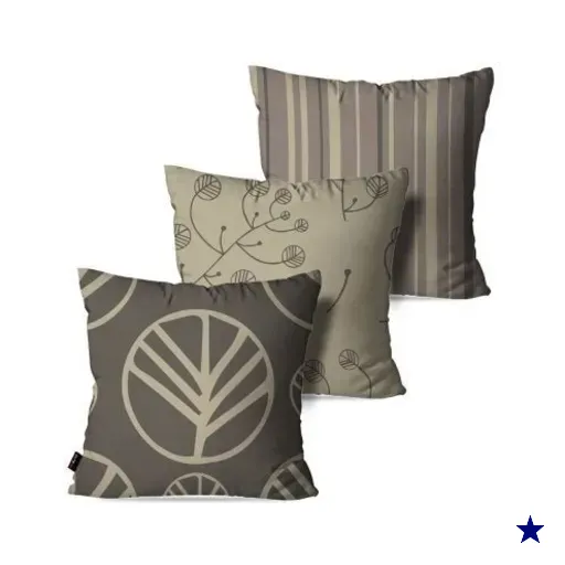 Kit com 3 Almofadas Decorativas Camurça Vintage Abstrato 45x45cm