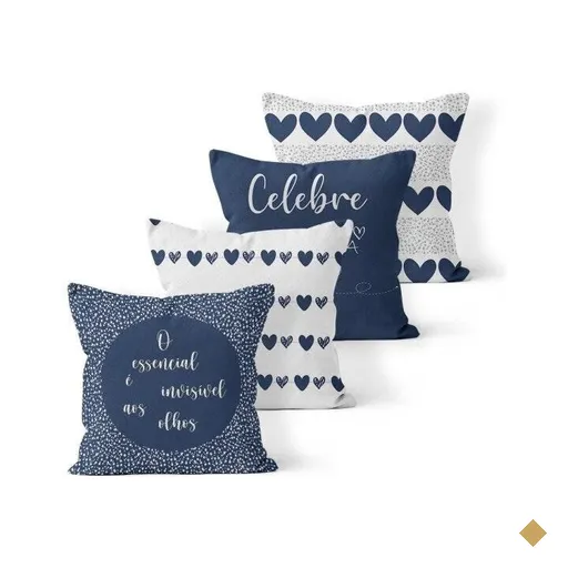 Kit 4 Almofadas Decorativas Own Celebre Cada Dia Azul - 45x45 cm