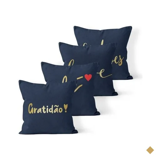 Kit 4 Almofadas Decorativas Own Gratidão Fé Love Good Vibes - 45x45 cm Único