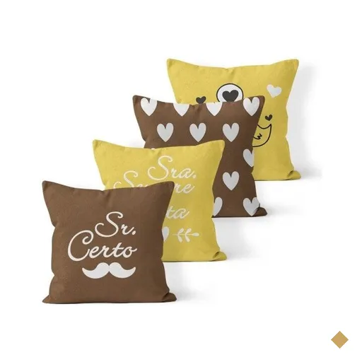 Kit 4 Almofadas Decorativas Own Sr. Certo Sra. Sempre Certa - 45x45 cm