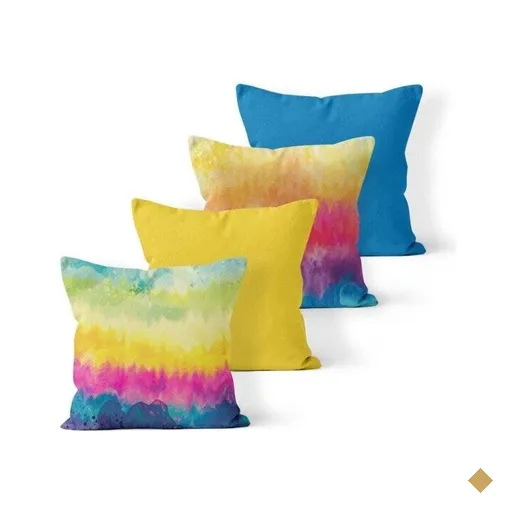 Kit 4 Almofadas Decorativas Own Tie Dye e Lisas Amarelo e Azul - 45x45 cm