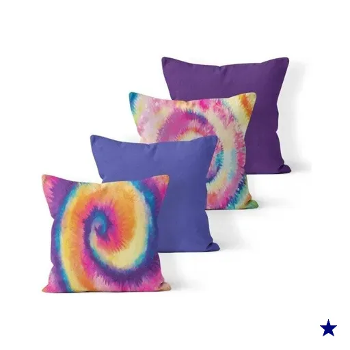 Kit 4 Almofadas Decorativas Own Tie Dye e Lisas Roxo - 45x45 cm