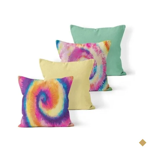Kit 4 Almofadas Decorativas Own Tie Dye e Lisas Verde e Amarelo - 45x45 cm
