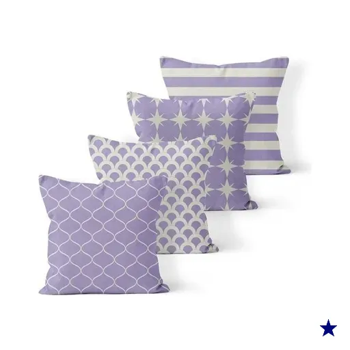 Kit 4 Almofadas Decorativas Own Estampas Lilás - 45x45 cm