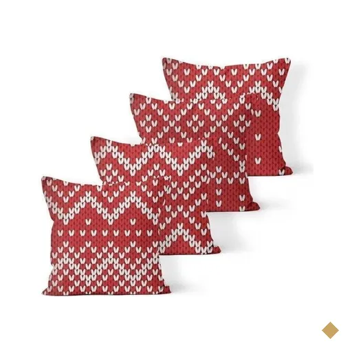 Kit 4 Almofadas Decorativas Own Estampas Vermelha e Branca - 45x45 Cm