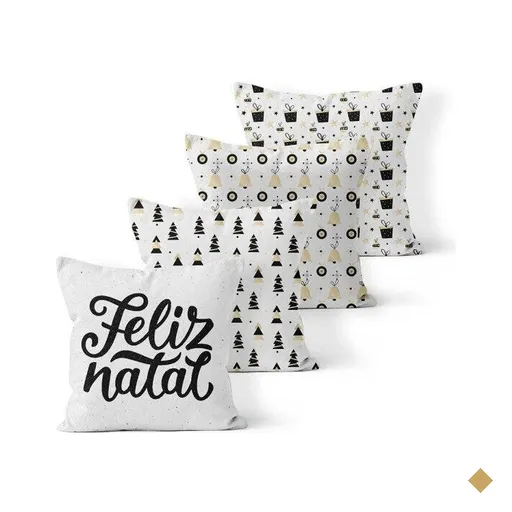 Kit 4 Almofadas Decorativas Own Feliz Natal Gold - 45x45 cm