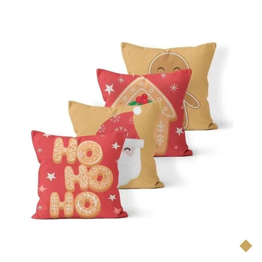 Kit 4 Almofadas Decorativas Own Papai Noel e Biscoitos - 45x45 cm