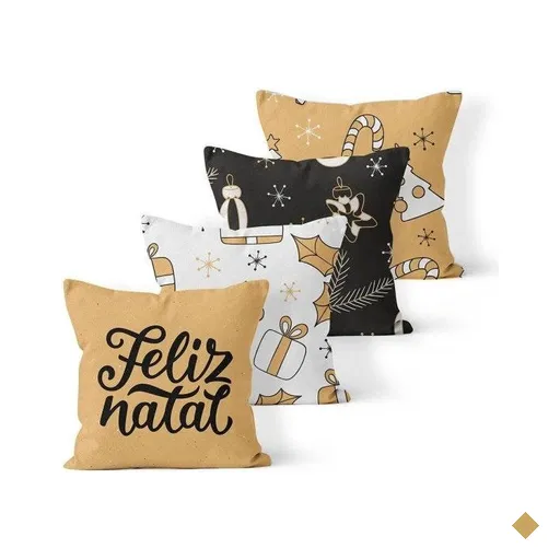 Kit 4 Almofadas Decorativas Own Feliz Natal e Enfeites - 45x45 cm