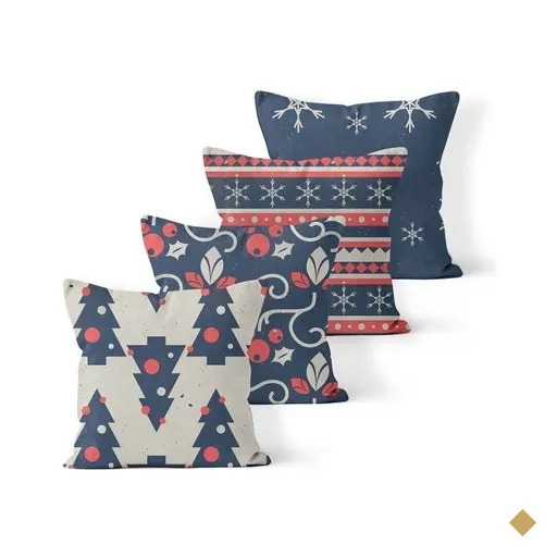 Kit 4 Almofadas Decorativas Own Estampas de Natal Azul - 45x45 cm