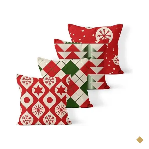 Kit 4 Almofadas Decorativas Own Estampas de Natal Vermelha - 45x45 cm