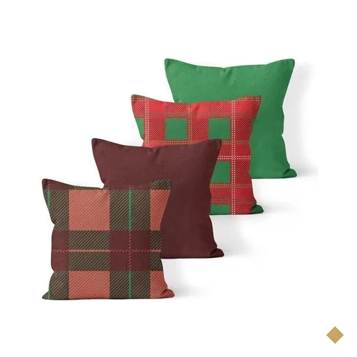 Kit 4 Almofadas Decorativas Own Natal Xadrez Bordô - 45x45 cm