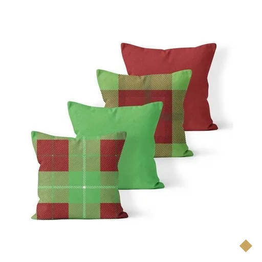 Kit 4 Almofadas Decorativas Own Natal Xadrez Verde - 45x45 cm