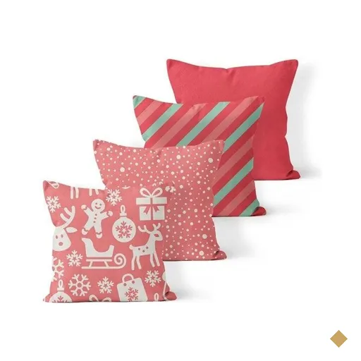 Kit 4 Almofadas Decorativas Own Natal e Listras Vermelha - 45x45 cm