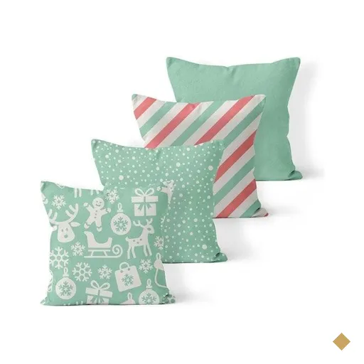 Kit 4 Almofadas Decorativas Own Natal e Listras Verde - 45x45 cm