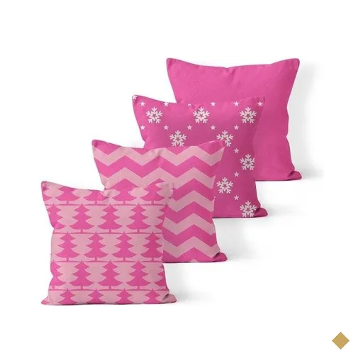 Kit 4 Almofadas Decorativas Own Natal Estampas Rosa - 45x45 cm