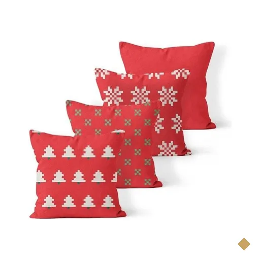 Kit 4 Almofadas Decorativas Own Natal Estilo Bordado Vermelho - 45x45 cm