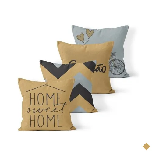 Kit 4 Almofadas Decorativas Own Home Sweet Home e Gratidão - 45x45 cm