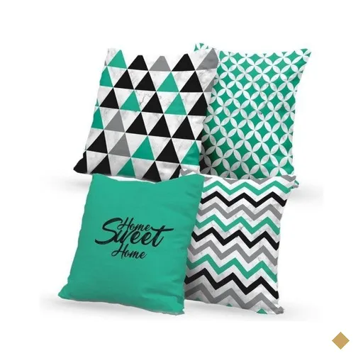 Kit 4 Almofadas Decorativas Own Home Sweet Home Verde Mármore - 45x45 cm