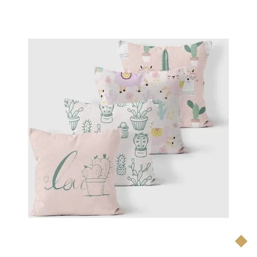 Kit 4 Almofadas Decorativas Own Love Cactos Lhama - 45x45 cm