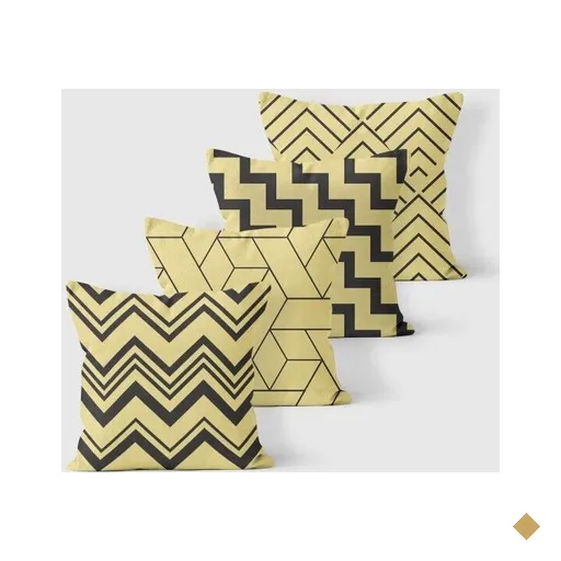 Kit 4 Almofadas Decorativas Own Chevron e Traços Preto - 45x45 cm