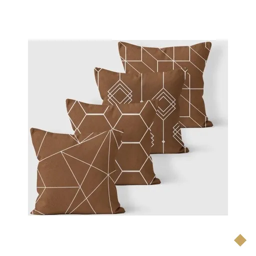 Kit 4 Almofadas Decorativas Own Geométricas e Traços Marrom e Branco - 45x45…