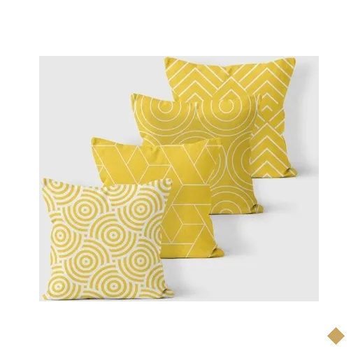 Kit 4 Almofadas Decorativas Own Geométricas White Yellow - 45x45 cm