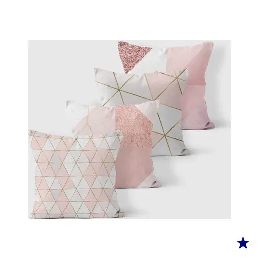 Kit 4 Almofadas Decorativas Own Geométricas Rosa Mármore - 45x45 cm