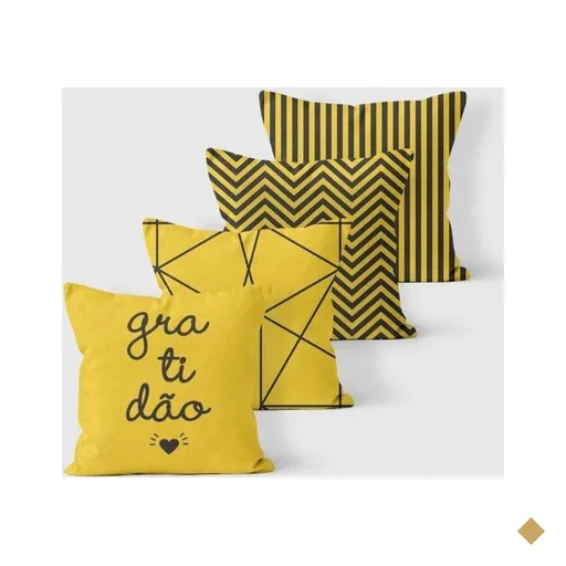 Kit 4 Almofadas Decorativas Own Geométricas Gratidão Yellow - 45x45 cm