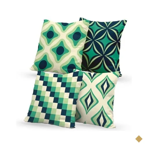 Kit 4 Almofadas Decorativas Own Geométricas Bege e Tons Verde - 45x45 cm
